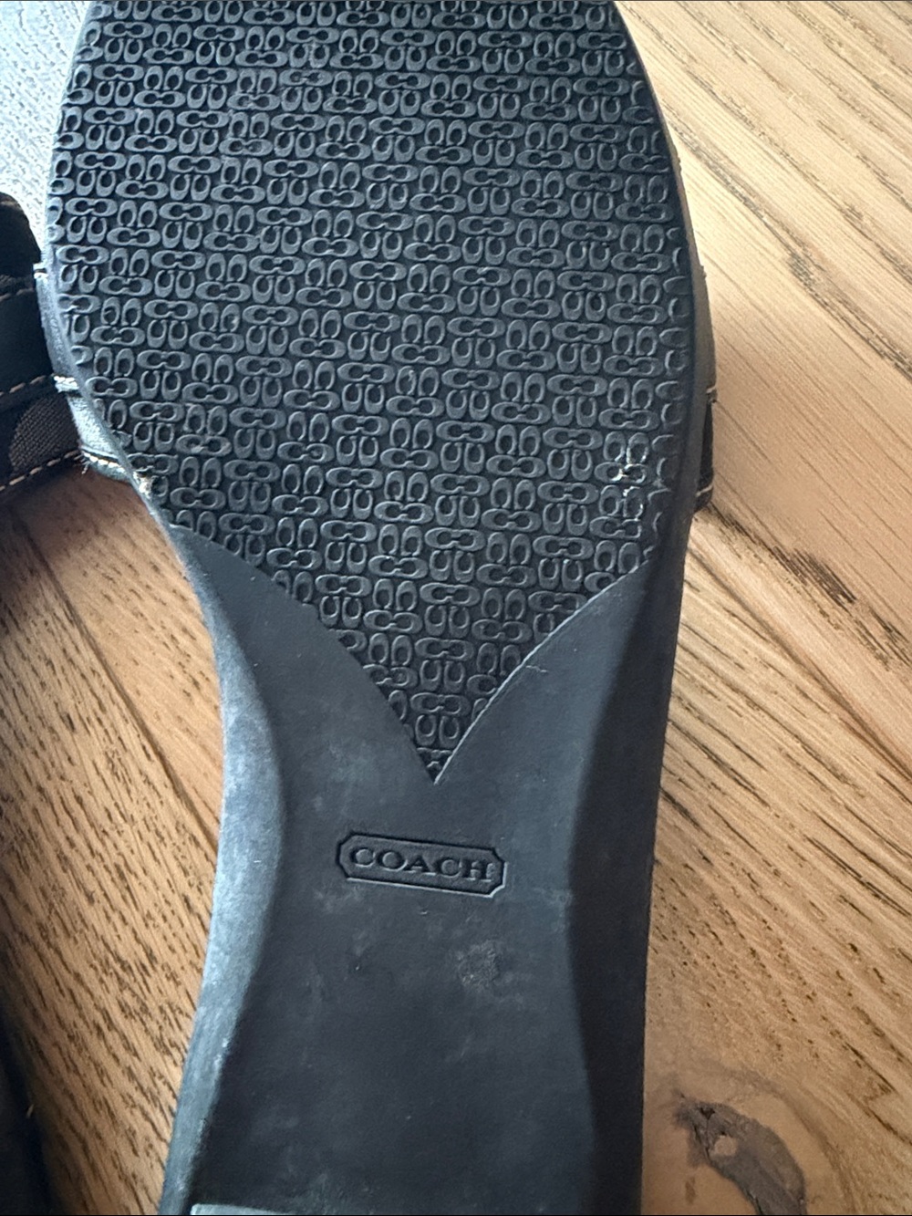 COACH Black Slide Sandals with Gold Buckle Detail - Picture 5 of 9